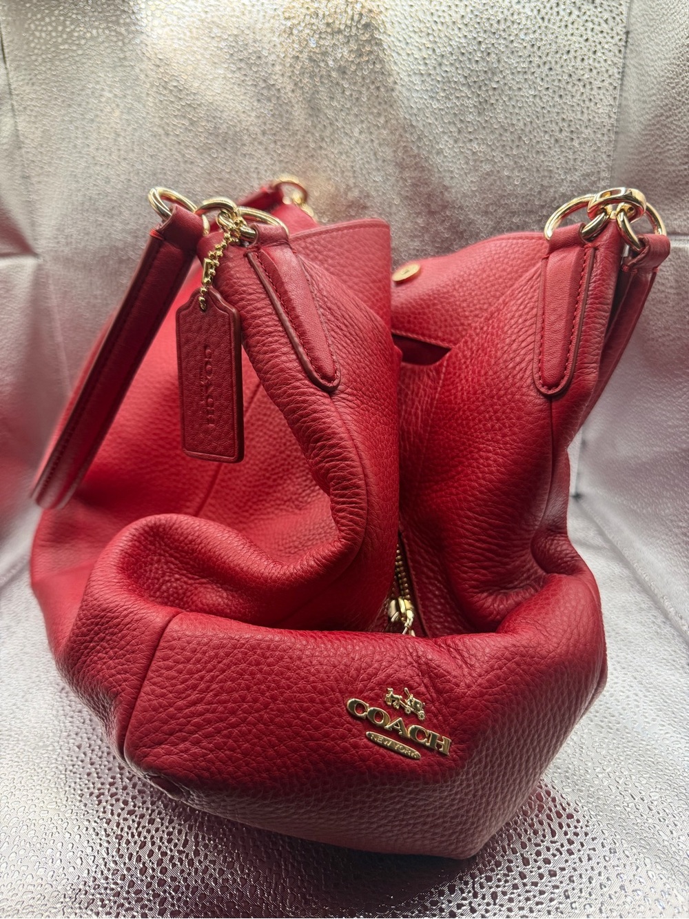 Coach Madison Phoebe Red Leather Bag Gold Hardware